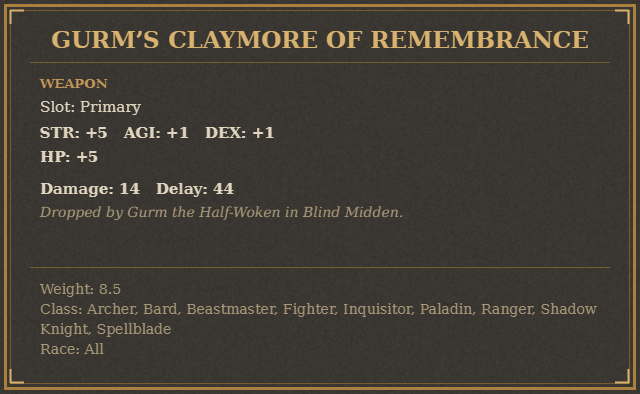 Gurm’s Claymore of Remembrance