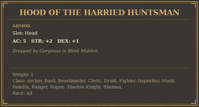 Hood of the Harried Huntsman