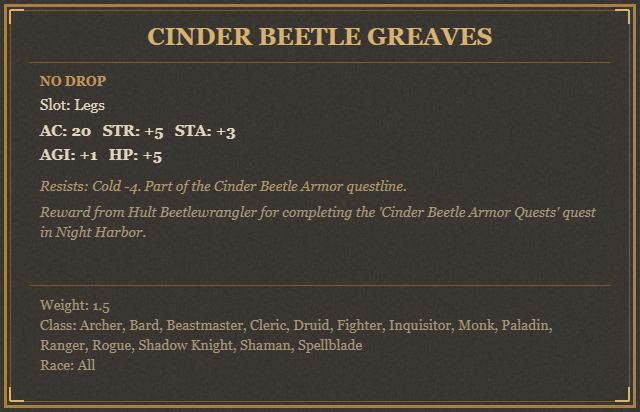 Cinder Beetle Greaves