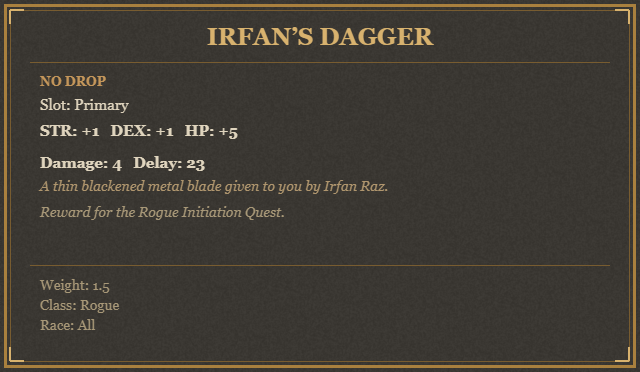 Irfan’s Dagger