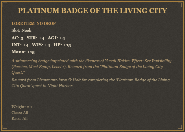 Platinum Badge of the Living City