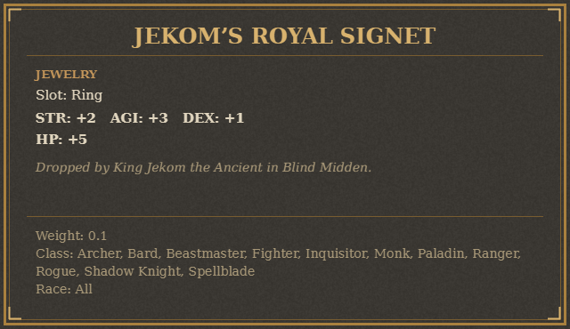 Jekom’s Royal Signet