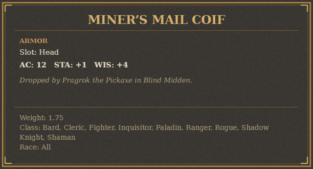 Miner’s Mail Coif