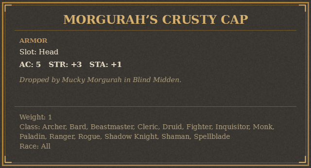 Morgurah’s Crusty Cap