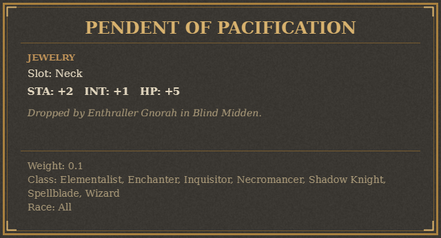 Pendent of Pacification