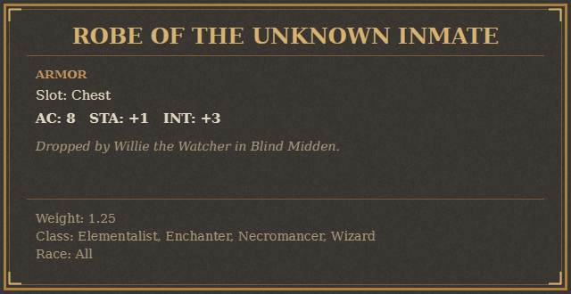 Robe of the Unknown Inmate
