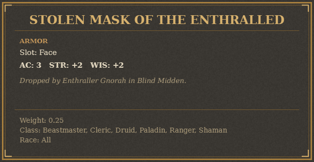 Stolen Mask of the Enthralled