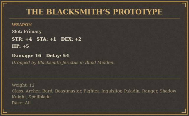 The Blacksmith’s Prototype