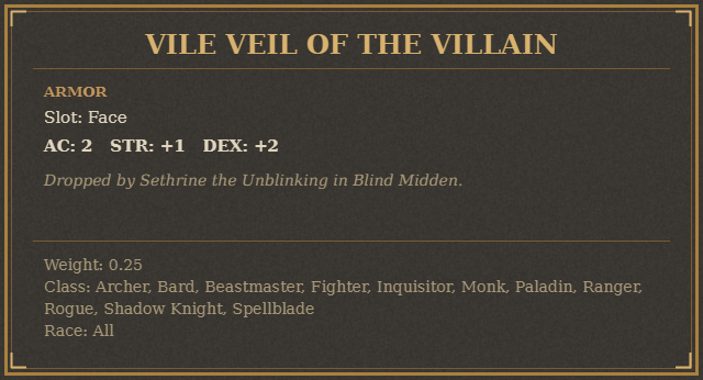 Vile Veil of the Villain
