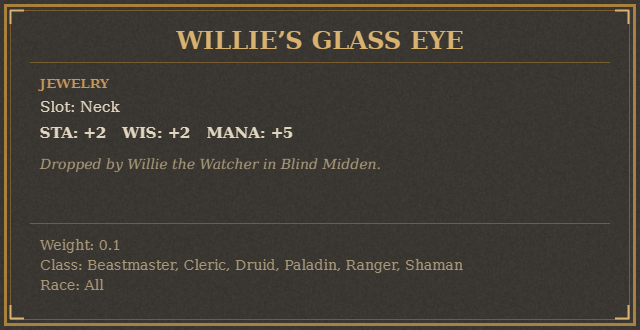 Willie’s Glass Eye
